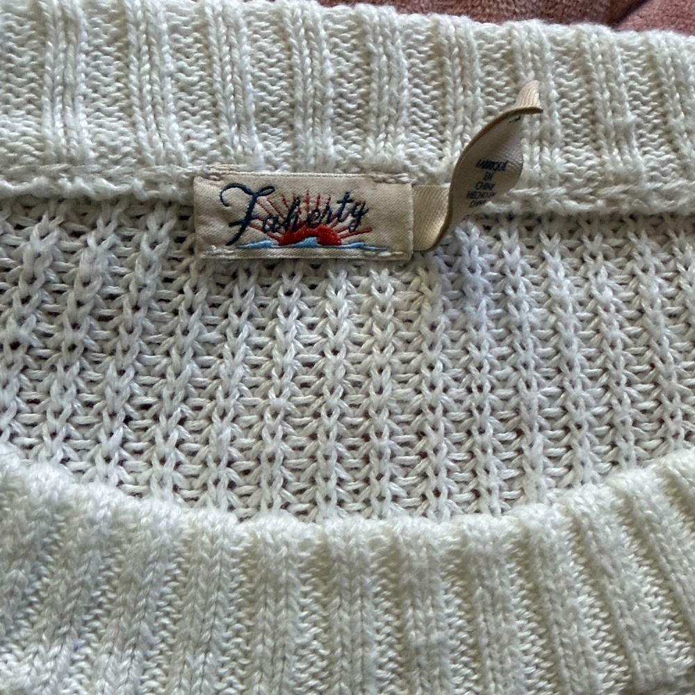 Faherty Miramar Stripe Linen & Organic Cotton Sweater Medium - Picture 6 of 10